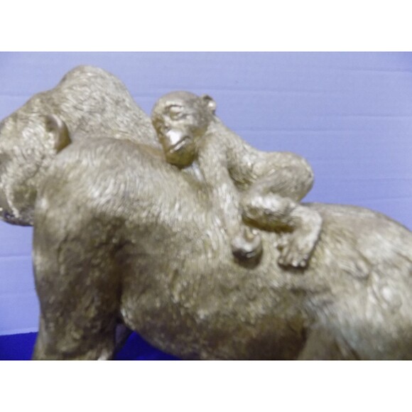 NEW Gorilla & Baby Ape King Kong Figurine Statue Monkey Silver Back - Picture 4 of 4